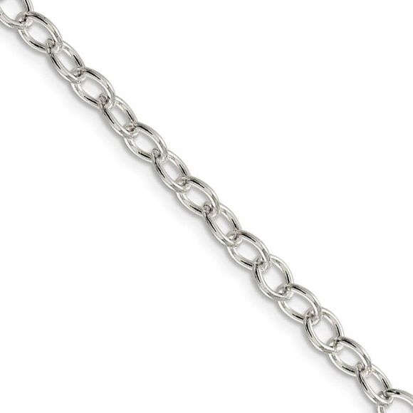 5.3mm, Sterling Silver, Solid Oval Cable Chain Necklace, 30 Inch - Picture 1 of 7